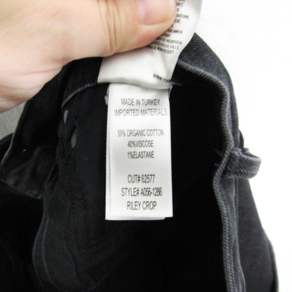 AGOLDE Riley Crop Jeans Black Wash Denim High Rise Button Fly Womens Size 29 - Picture 9 of 15